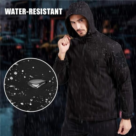 Mens Tactical Jacket Waterproof Windproof Military Outdoor Soft Fleece Hooded - Picture 3 of 7